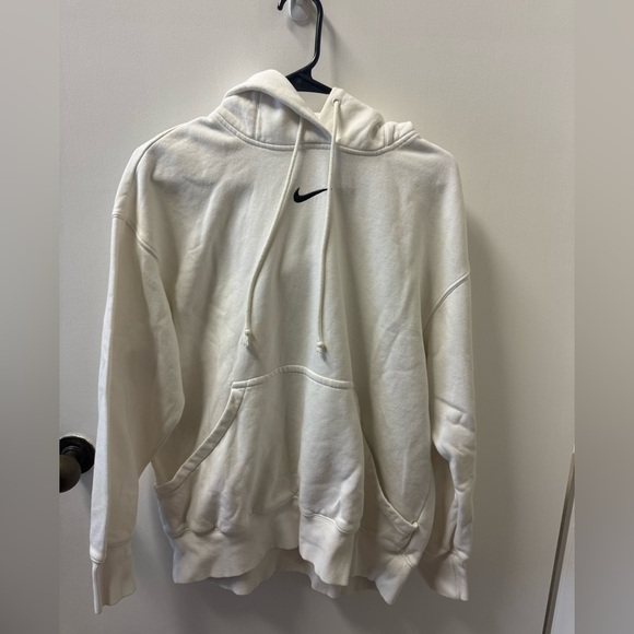 Nike Jackets & Blazers - WHITE NIKE EMBROIDERED HOODIE SIZE SMALL